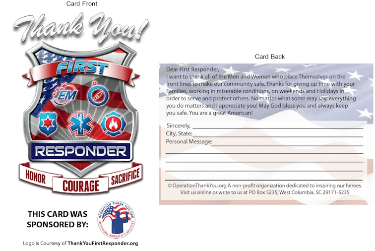 First Responder Thank You Card